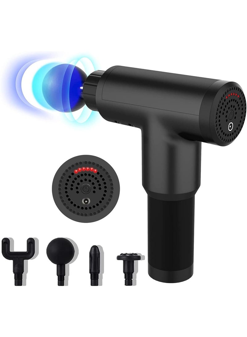 مسدس تدليك، مدلك عضلات الأنسجة العميقة، مسدس تدليك كهربائي محمول باليد مع 4 رؤوس، مسدس تدليك محمول لاسلكي 6 سرعات فائق الهدوء، هدايا للرجال والنساء - Image 1