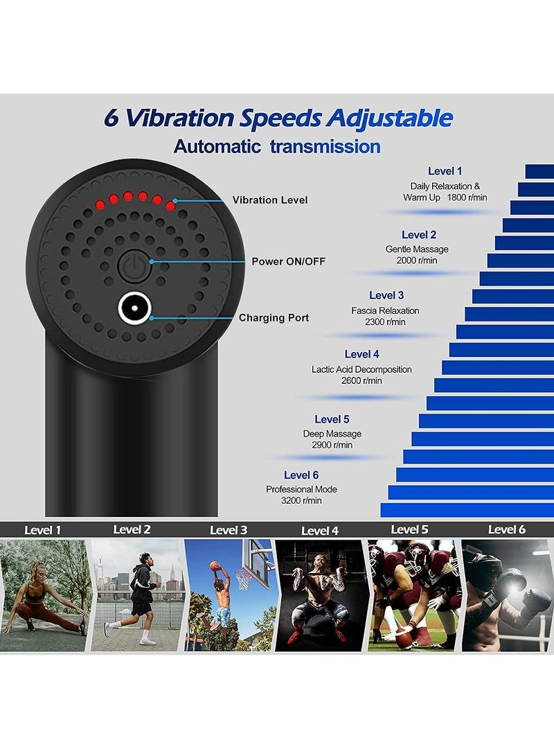 مسدس تدليك، مدلك عضلات الأنسجة العميقة، مسدس تدليك كهربائي محمول باليد مع 4 رؤوس، مسدس تدليك محمول لاسلكي 6 سرعات فائق الهدوء، هدايا للرجال والنساء - Image 4