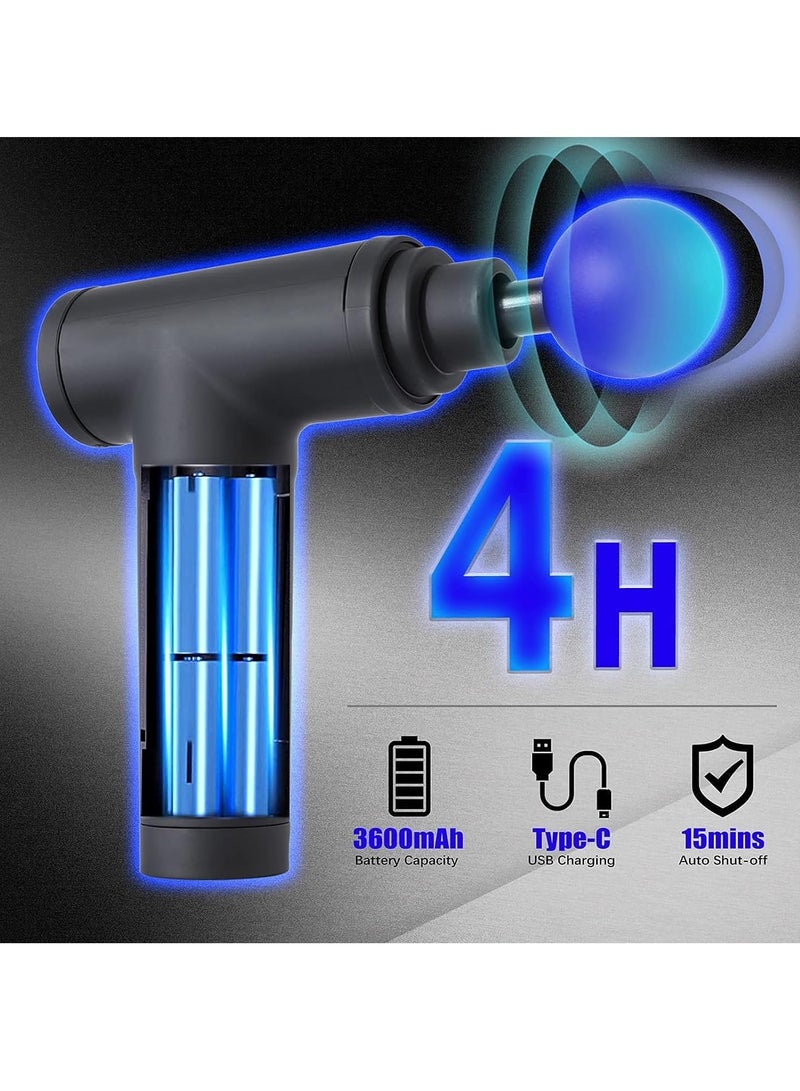 مسدس تدليك، مدلك عضلات الأنسجة العميقة، مسدس تدليك كهربائي محمول باليد مع 4 رؤوس، مسدس تدليك محمول لاسلكي 6 سرعات فائق الهدوء، هدايا للرجال والنساء - Image 3