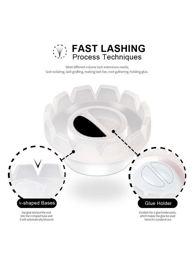 COOSKIN 100Pcs Pigment Eyelash Glue Holder Eyelash Supply Holder For Eyelash Graftingquick Fan Blossom(Without Ring) - Image 3