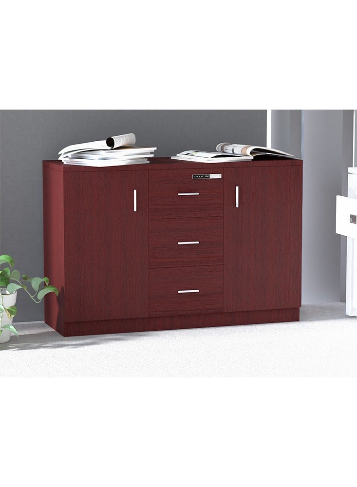 Mahmayi Mahmayi Argent 1147 Storage Cabinet with 3 Storage Drawer and 2 Side Door with Touch Screen Digital Lock ideal for Home and Office - Apple Cherry - Image 2