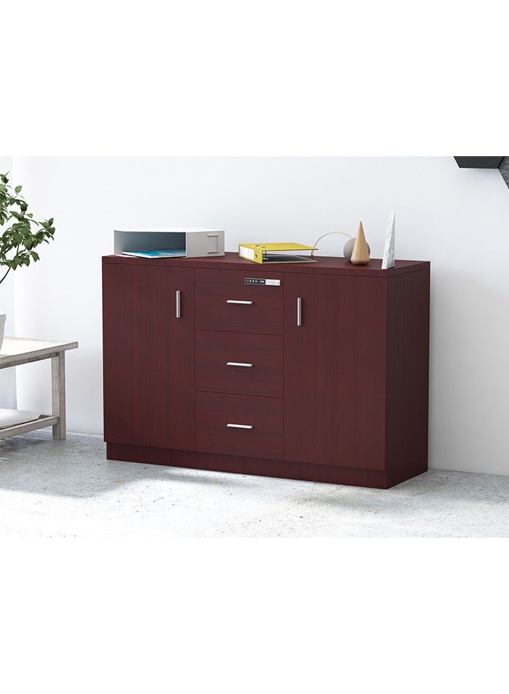 Mahmayi Mahmayi Argent 1147 Storage Cabinet with 3 Storage Drawer and 2 Side Door with Touch Screen Digital Lock ideal for Home and Office - Apple Cherry - Image 4