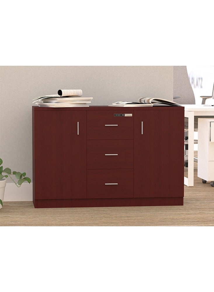 Mahmayi Mahmayi Argent 1147 Storage Cabinet with 3 Storage Drawer and 2 Side Door with Touch Screen Digital Lock ideal for Home and Office - Apple Cherry - Image 5