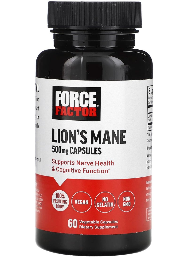 Force Factor Lion's Mane 500 mg  60 Vegetable Capsules