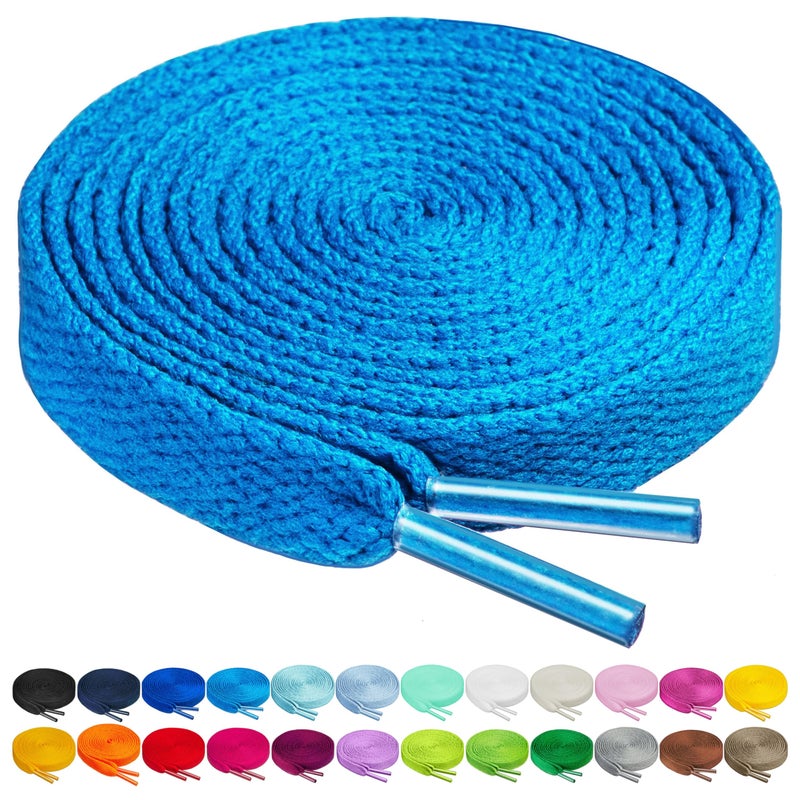 Birch Shoelaces in 27 Colors Flat 5/16" Shoe Laces in 4 Different Lengths (45.5" (115cm), Azure) - Image 5