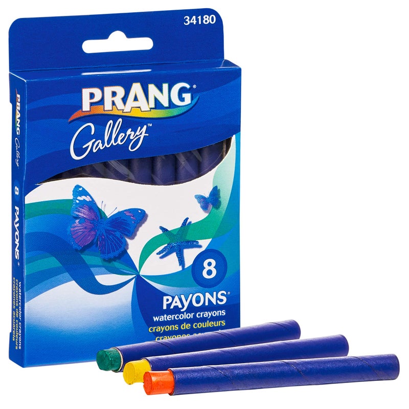 PRANG Payons Watercolor Crayons Round Sticks 35 x 0313 Inches Box of 8 Crayons 8 Assorted Colors 34180