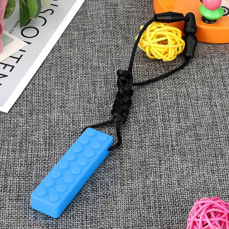 Sensory Teething Necklace: Blue Food Grade Silicone - Adjustable Cord Safe Design Calming Chew Toy for Children Over 3 With Autism Or Sensory Needs - Image 5