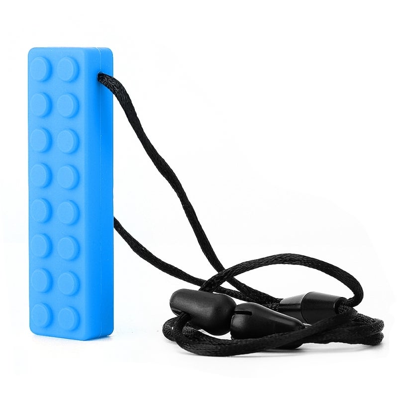 Sensory Teething Necklace: Blue Food Grade Silicone - Adjustable Cord Safe Design Calming Chew Toy for Children Over 3 With Autism Or Sensory Needs - Image 3