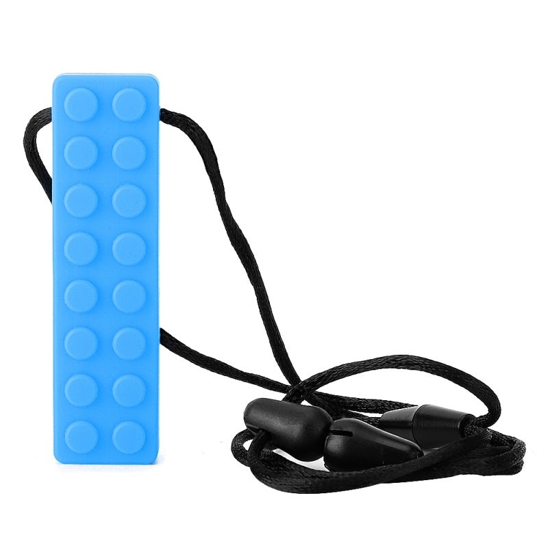 Sensory Teething Necklace: Blue Food Grade Silicone - Adjustable Cord Safe Design Calming Chew Toy for Children Over 3 With Autism Or Sensory Needs - Image 1