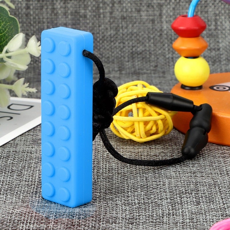 Sensory Teething Necklace: Blue Food Grade Silicone - Adjustable Cord Safe Design Calming Chew Toy for Children Over 3 With Autism Or Sensory Needs - Image 4