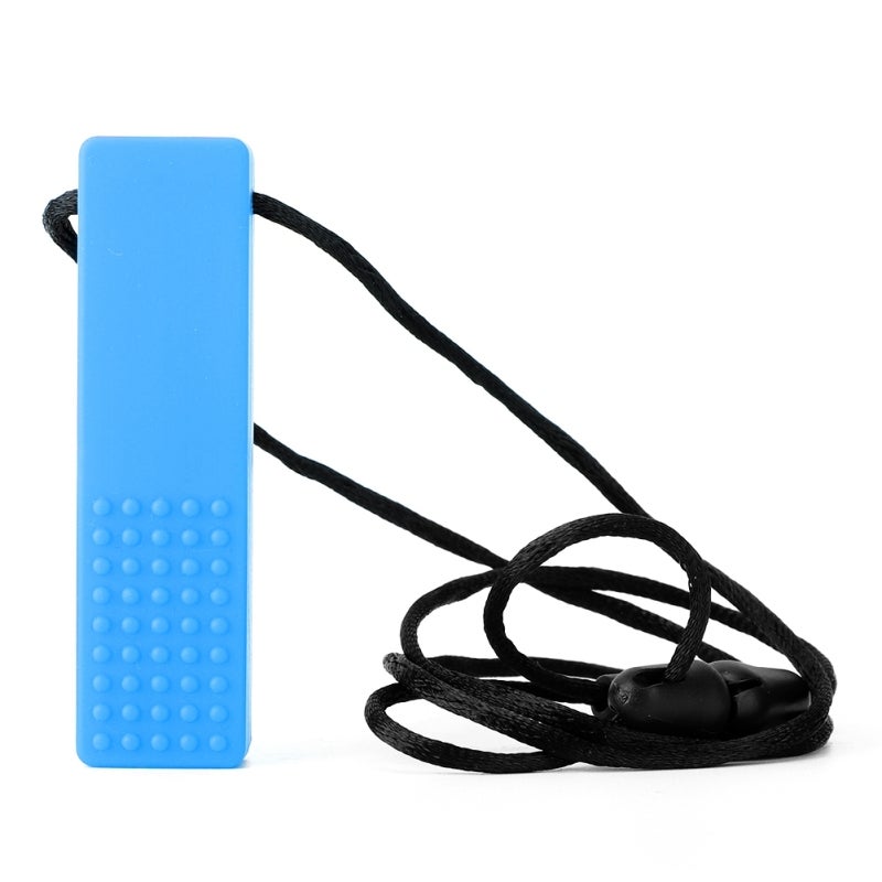 Sensory Teething Necklace: Blue Food Grade Silicone - Adjustable Cord Safe Design Calming Chew Toy for Children Over 3 With Autism Or Sensory Needs - Image 2