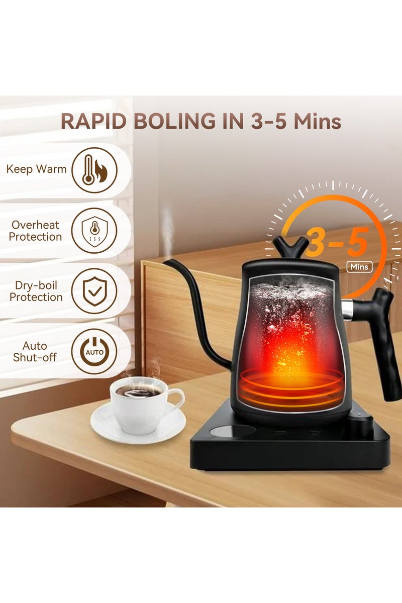 Perfin V60 Gooseneck Kettle, 1000W Smart Electric Kettle, 1L Precision Pour-Over Coffee & Tea Maker with ±1°C Control, 36H Keep Warm & LED Display for Home/Cafe - Image 2