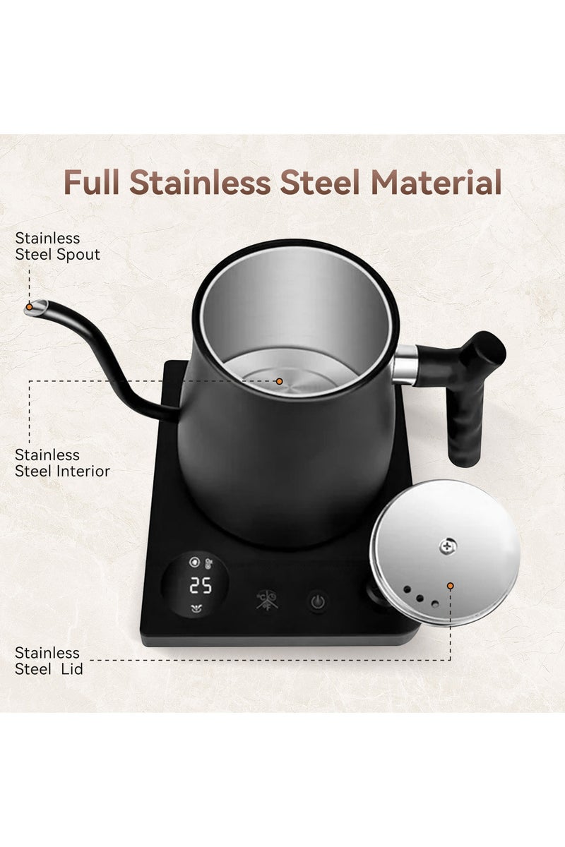 Perfin V60 Gooseneck Kettle, 1000W Smart Electric Kettle, 1L Precision Pour-Over Coffee & Tea Maker with ±1°C Control, 36H Keep Warm & LED Display for Home/Cafe - Image 4