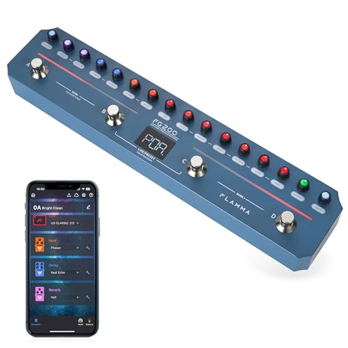 FLAMMA FG200 Intelligent Multi-Effects Guitar Pedal with 52 AMP Models 5 BOOST Models 16 CAB Simulations 7 Effects Modules 9 IR Slots 40 Presets 40 Rhythm Styles Support APP OTG - Image 1
