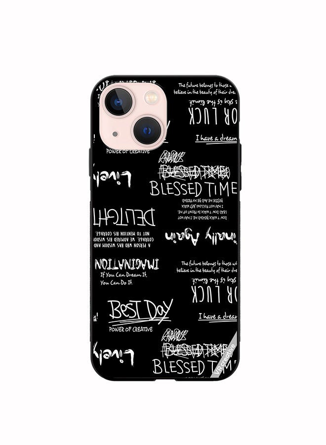 VR CREATIVE Protective Case Cover For Apple iPhone 13 Alligraphy And Lettering Black Design Multicolour - Image 1