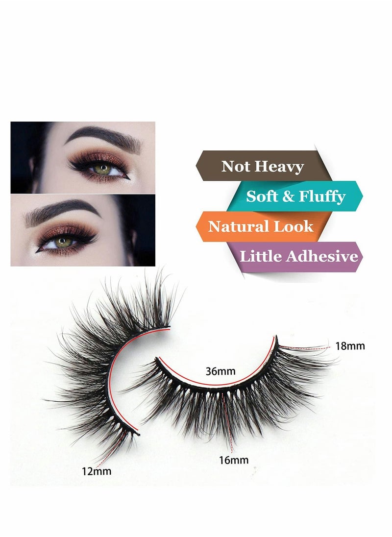 Excefore - False Eyelashes 6 Pairs Fluffy Natural Faux Mink Strip 3D Lashes Long Thick Volume Fake Eye Lash Multipack - Image 1