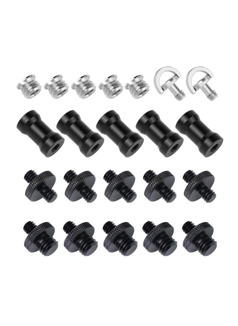 Y&D - Camera Screw Adapter, 1/4 to and 3/8 with D-Ring Tripod Mount Converter Set, for Camera/ Tripod/ Monopod/ Ballhead/ Light Stand/ Shoulder Rig (22 Pcs) - Image 1