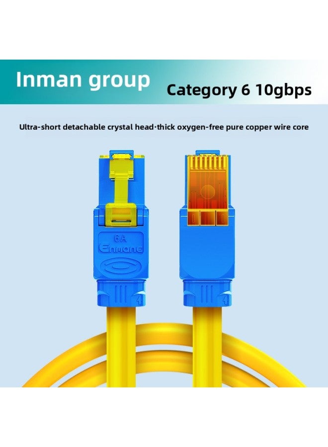 Loquat Inman Class 6 Gigabit Network Cable Home Twisted Pair Super 66 Class 6 Gigabit Network Cable Broadband Computer Jumper 8-Color:【customized】 Category 6 10 Gigabit (blue Crystal Head + Yellow Line)-Li - Image 1