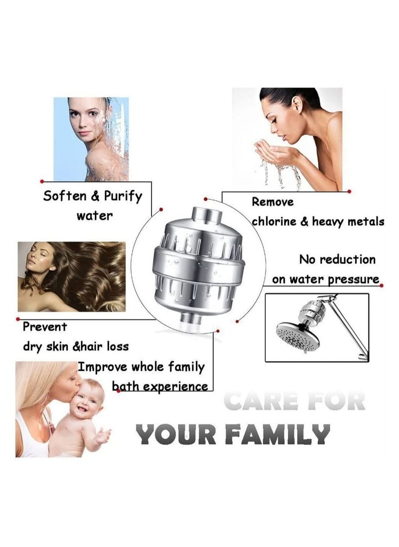 DMG TECH - Shower Filter, 25 Stage Shower Filter Water Softener, Shower Head Filter for Hard Water, with 3 Replaceable Filter Cartridges,Universal Replaceable Shower Head Water Purifier to Remove Chlorine - Image 1