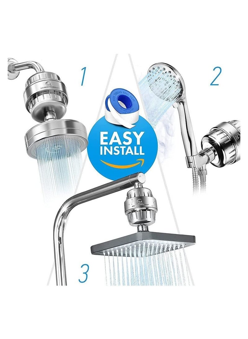 DMG TECH - Shower Filter, 25 Stage Shower Filter Water Softener, Shower Head Filter for Hard Water, with 3 Replaceable Filter Cartridges,Universal Replaceable Shower Head Water Purifier to Remove Chlorine - Image 1