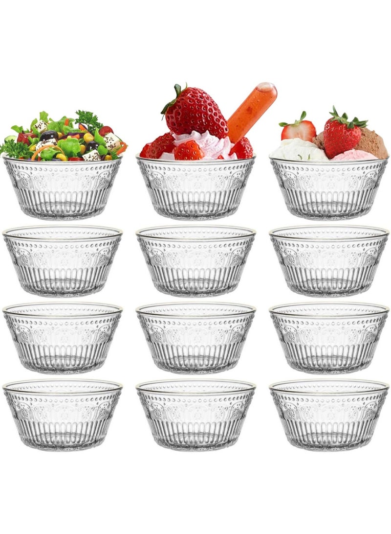 BOWETTE Set of 12 13 OZ (385ml) Glass Small Bowls for Kitchen Dessert for Ice Cream Snack Side Dishes Small Serving Bowls for Dipping - Image 1