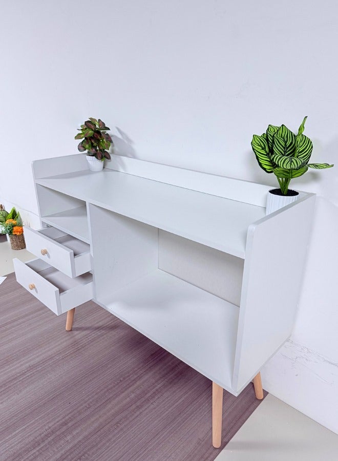 fashionhome Multipurpose Use Floor Standing Storage Rack Display Stand with 2 Spacious Storage Drawers Sofa Side Table Living Room Furniture for Home 100x35x90 cm - Image 5