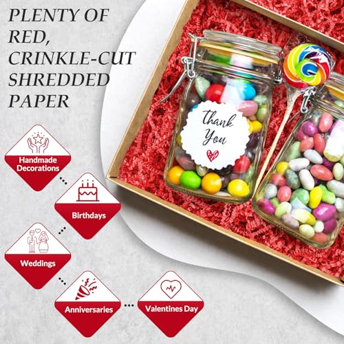 mxxkms 2.2 LB Red Crinkle Paper Filler - Premium Shredded Paper for Gift Baskets, Birthdays, Weddings & Christmas - Large Capacity Ample Fill for Packaging & Craft Projects - Image 3