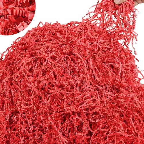 mxxkms 2.2 LB Red Crinkle Paper Filler - Premium Shredded Paper for Gift Baskets, Birthdays, Weddings & Christmas - Large Capacity Ample Fill for Packaging & Craft Projects - Image 1