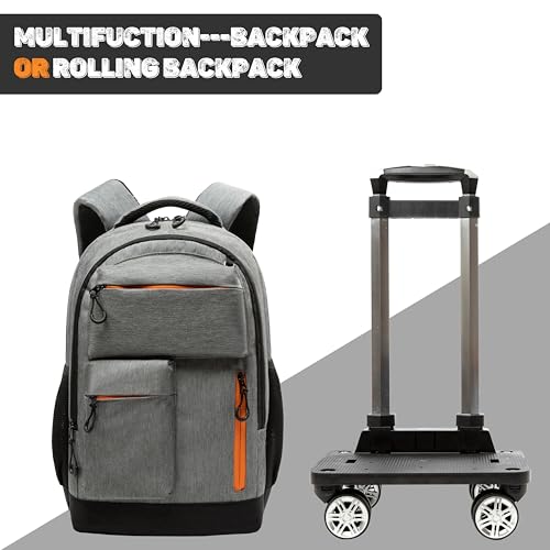 HTgroce Rolling Backpack with Wheels for Boys Roller Wheels Backpacks Big Kids Laptop Luggage Travel Suitcase for Teen Boys - Image 3
