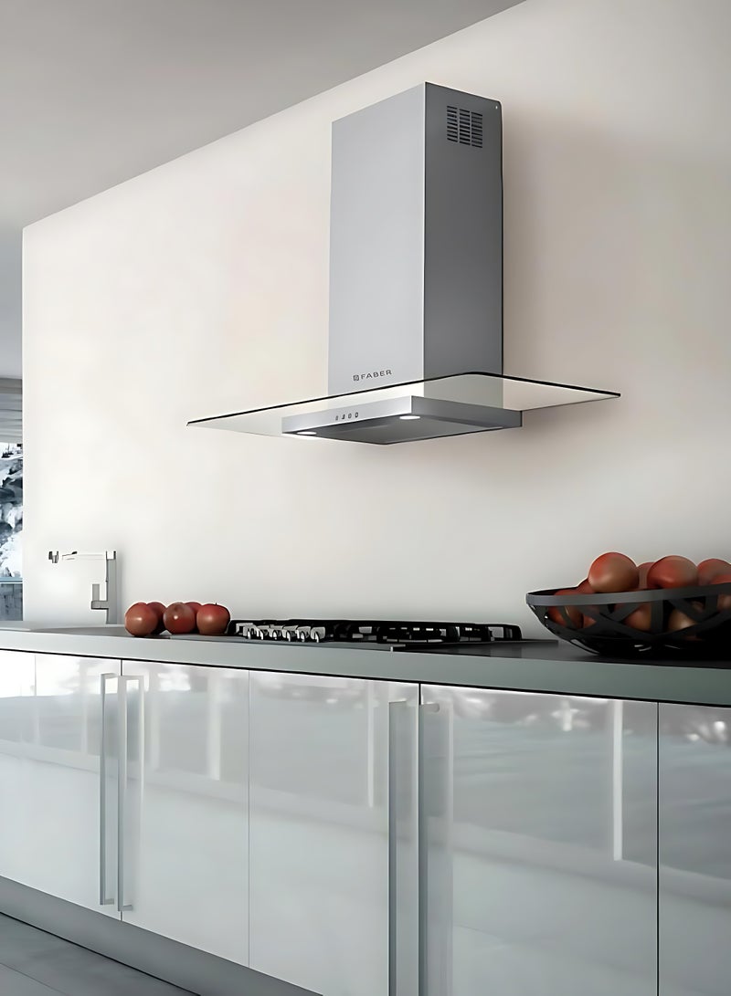 فابر Kitchen Cooker Hood, 90 cm Wall-Mount T-Shape, 420 m³/h Suction Power, 3-Speed, LED Lighting, Stainless Steel/Glass, NICE LED SRM X/V NS A90 ( Made in Italy ) Wall Fixed 115 W 325.0617.053 Stainless steel - Glass - Image 3