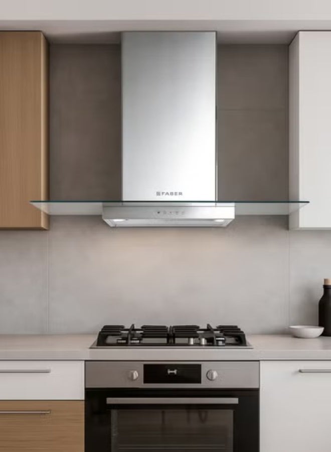 فابر Kitchen Cooker Hood, 90 cm Wall-Mount T-Shape, 420 m³/h Suction Power, 3-Speed, LED Lighting, Stainless Steel/Glass, NICE LED SRM X/V NS A90 ( Made in Italy ) Wall Fixed 115 W 325.0617.053 Stainless steel - Glass - Image 4