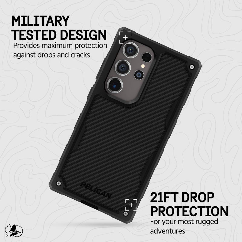 Pelican Shield - Samsung Galaxy S24 Ultra Case [6.8â€] [Wireless Charging] [21ft MIL-STD Drop Protection] Phone Case for Samsung Galaxy S24 Ultra - Heavy Duty Cover w/Belt Clip Holster Stand - Carbon - Image 5