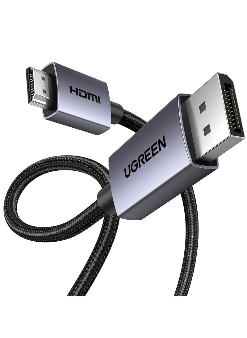 Ugreen 4K DisplayPort to HDMI Cable (2M), Supports 4K@30Hz, 2K@60Hz, 1080p@240Hz, Active DP to HDMI Braided Cable, Compatible for Graphics/SAMSUNG/Desktop/PC/EPSON/Sony - Image 1