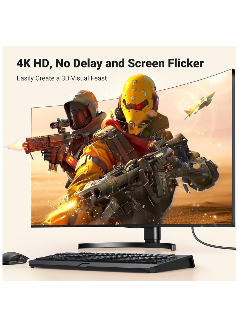 Ugreen 4K DisplayPort to HDMI Cable (2M), Supports 4K@30Hz, 2K@60Hz, 1080p@240Hz, Active DP to HDMI Braided Cable, Compatible for Graphics/SAMSUNG/Desktop/PC/EPSON/Sony - Image 2