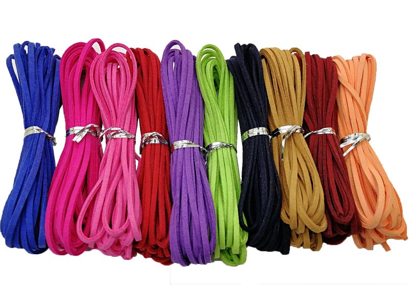 PAMIR TONG 100 Yards 2.6mm Suede Leather Cords Leather Lace Flat Faux Suede Cord String Thread Velvet Cord for Necklace, Bracelet, Beading and DIY Crafts 10 Colors (Color-1)#204 - Image 1