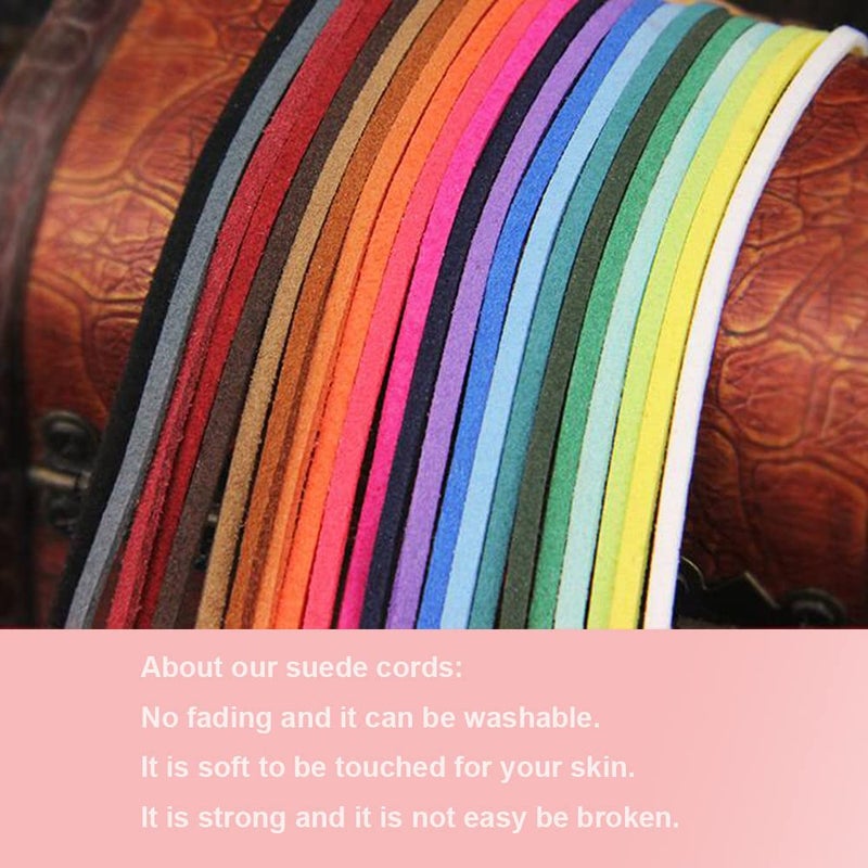 PAMIR TONG 100 Yards 2.6mm Suede Leather Cords Leather Lace Flat Faux Suede Cord String Thread Velvet Cord for Necklace, Bracelet, Beading and DIY Crafts 10 Colors (Color-1)#204 - Image 3