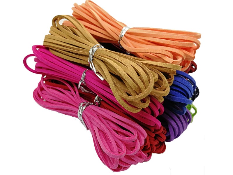 PAMIR TONG 100 Yards 2.6mm Suede Leather Cords Leather Lace Flat Faux Suede Cord String Thread Velvet Cord for Necklace, Bracelet, Beading and DIY Crafts 10 Colors (Color-1)#204 - Image 2