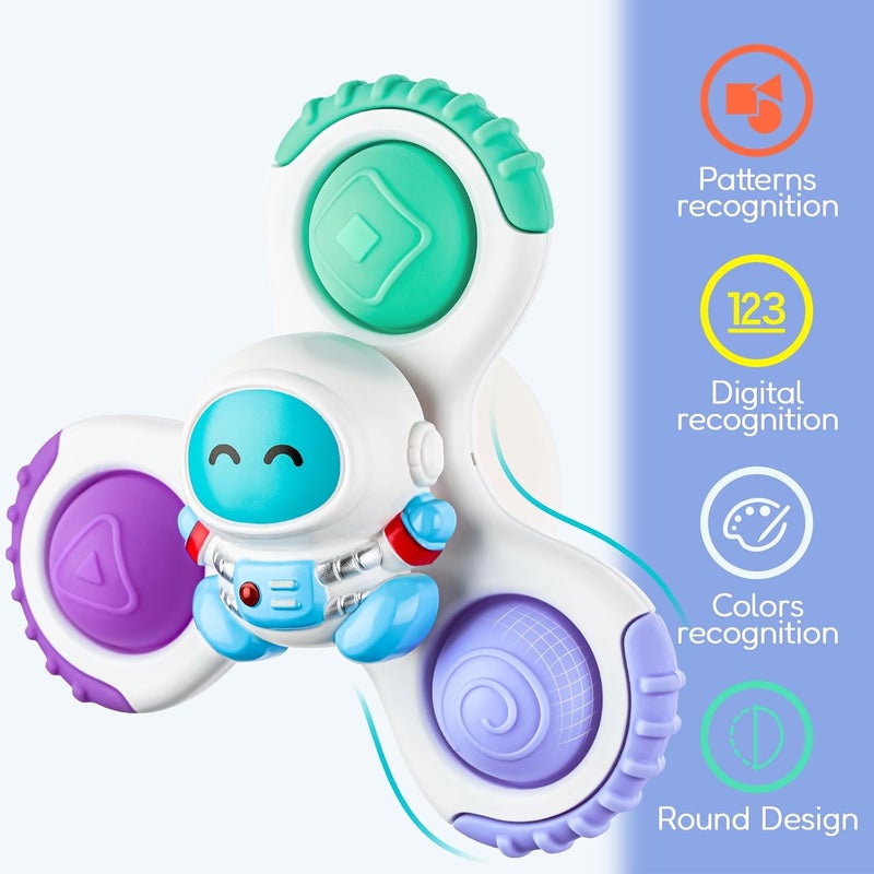 ALASOU 3PCS Pop Suction Cup Spinner Toys for 1 Year Old Boy Girl|Novelty Spinning Tops Toddler Toys Age 1-2|Sensory Baby Bath Toy for Toddlers 1-3|12 18 Months Boy Birthday Gift for Infant - Image 3