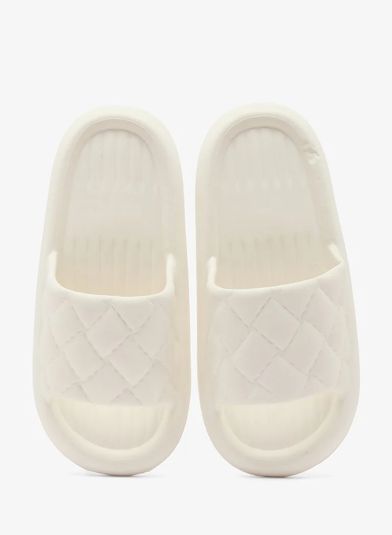 Ginger White Quilted Slides for Women | Best Price UAE
