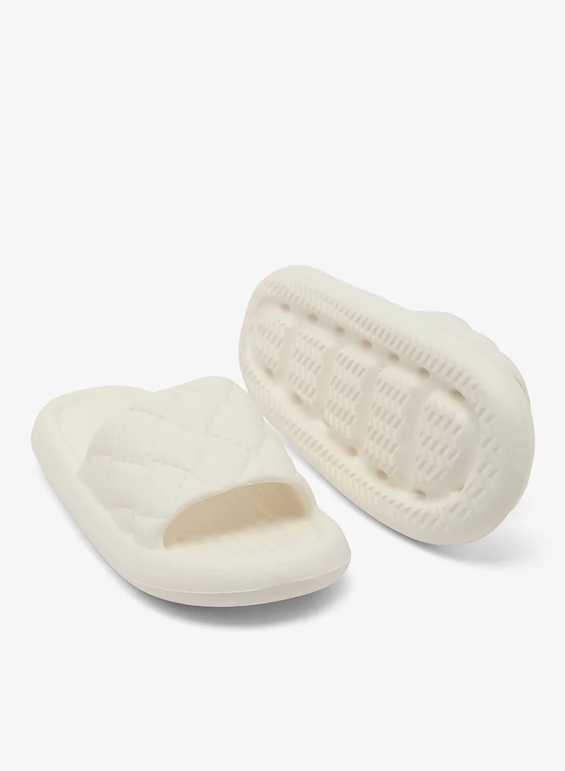 Ginger White Quilted Slides for Women | Best Price UAE