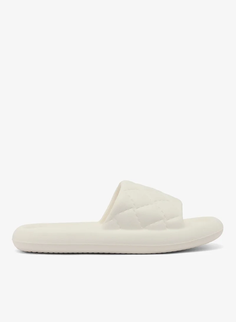 Ginger White Quilted Slides for Women | Best Price UAE