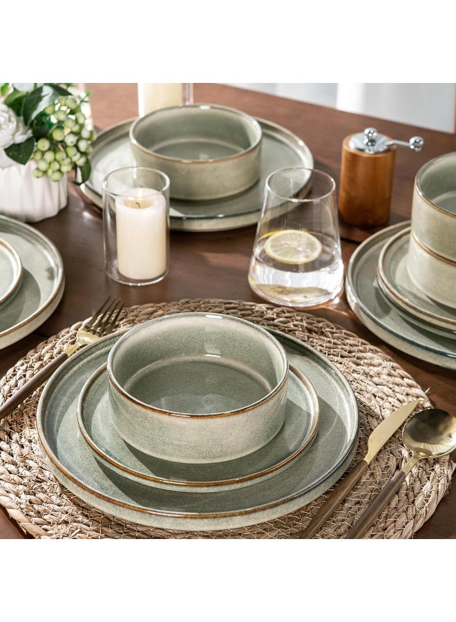 AmorArc Ceramic Dinnerware Sets Handmade Reactive Glaze Stoneware Plates and Bowls Sets - Image 3