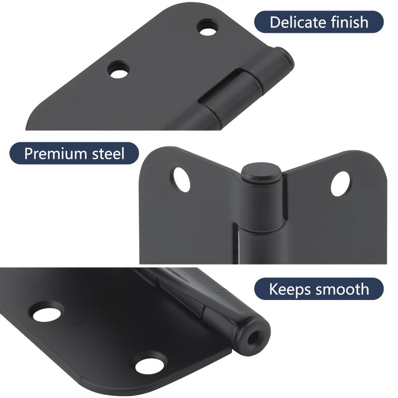 Home Master Hardware 3 Pack Rounded Matte Black Door Hinges 3.5 Inch Interior Door Hinges Residential Bedroom Door Hinge With 3 1/2In 5/8"" Radius Corners Standard Residential Bedroom Door Hinge Home Master Hardware - Image 3