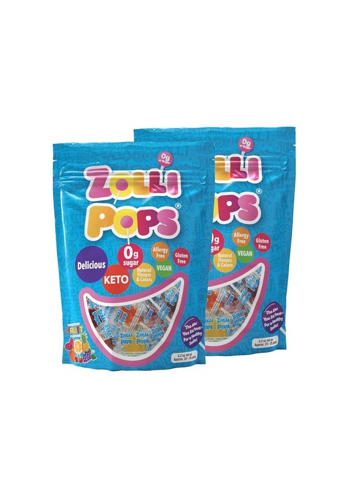 Zollipops Clean Teeth Pops Sugar Free Candy DyeFree Lollipops  Keto  DiabeticFriendly DentistApproved Treats for Kids Natural Fruit Flavors 52 oz Pack of 2 - Image 1