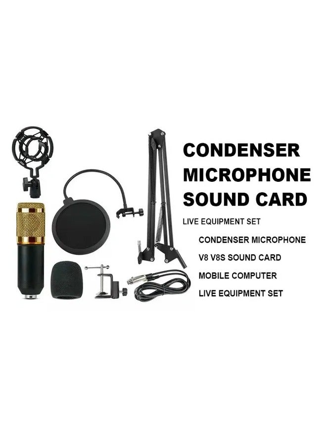 Studio Condenser Microphone Bundle V8 Sound Card For Live Streaming Podcasting  - Image 3
