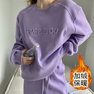 405# fleece-lined thickened sports casual suit womens autumn and winter New Fashion loose sweater trousers two-piece set Purple - pzsku/ZB92DCCABEDE763500357Z/45/1746230896/d9b2073b-a1bc-40e1-8300-cc09470c925f