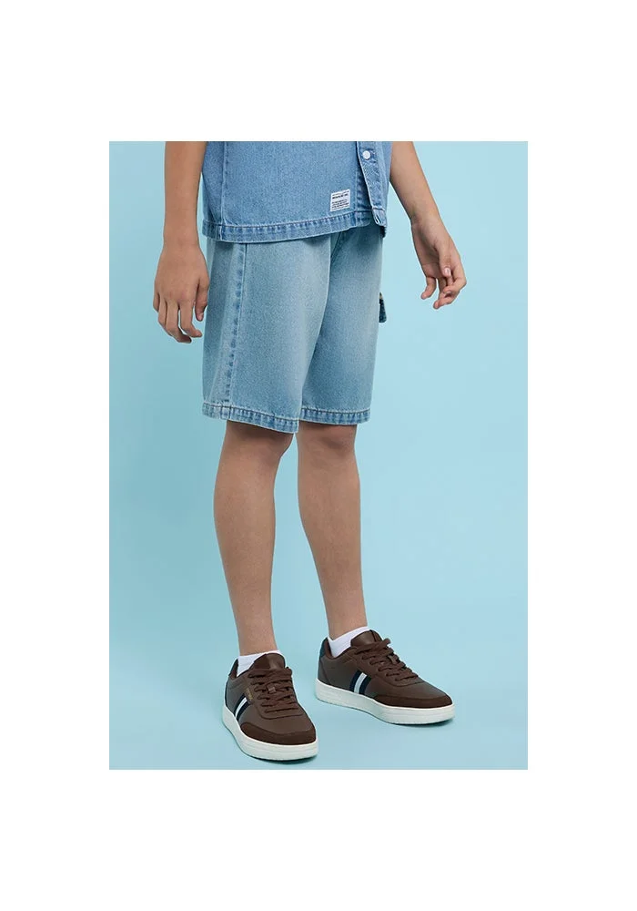 أر أند بي Faded Denim Shorts with Drawstring Waist