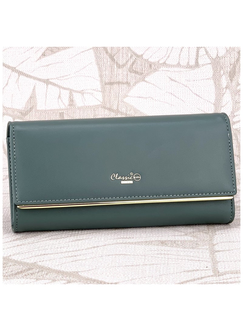 كلاسيك ميلانو - محفظة نسائية أنيقة من الجلد الصناعي مع حافظة بطاقات | محفظة عملات معدنية للنساء | محفظة نسائية نحيفة للاستخدام اليومي والسفر والهدايا - Image 1