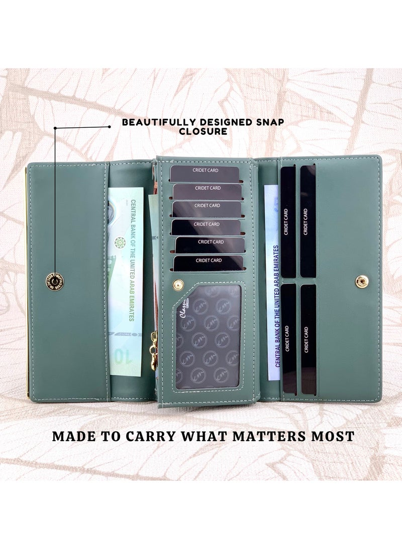 كلاسيك ميلانو - محفظة نسائية أنيقة من الجلد الصناعي مع حافظة بطاقات | محفظة عملات معدنية للنساء | محفظة نسائية نحيفة للاستخدام اليومي والسفر والهدايا - Image 4