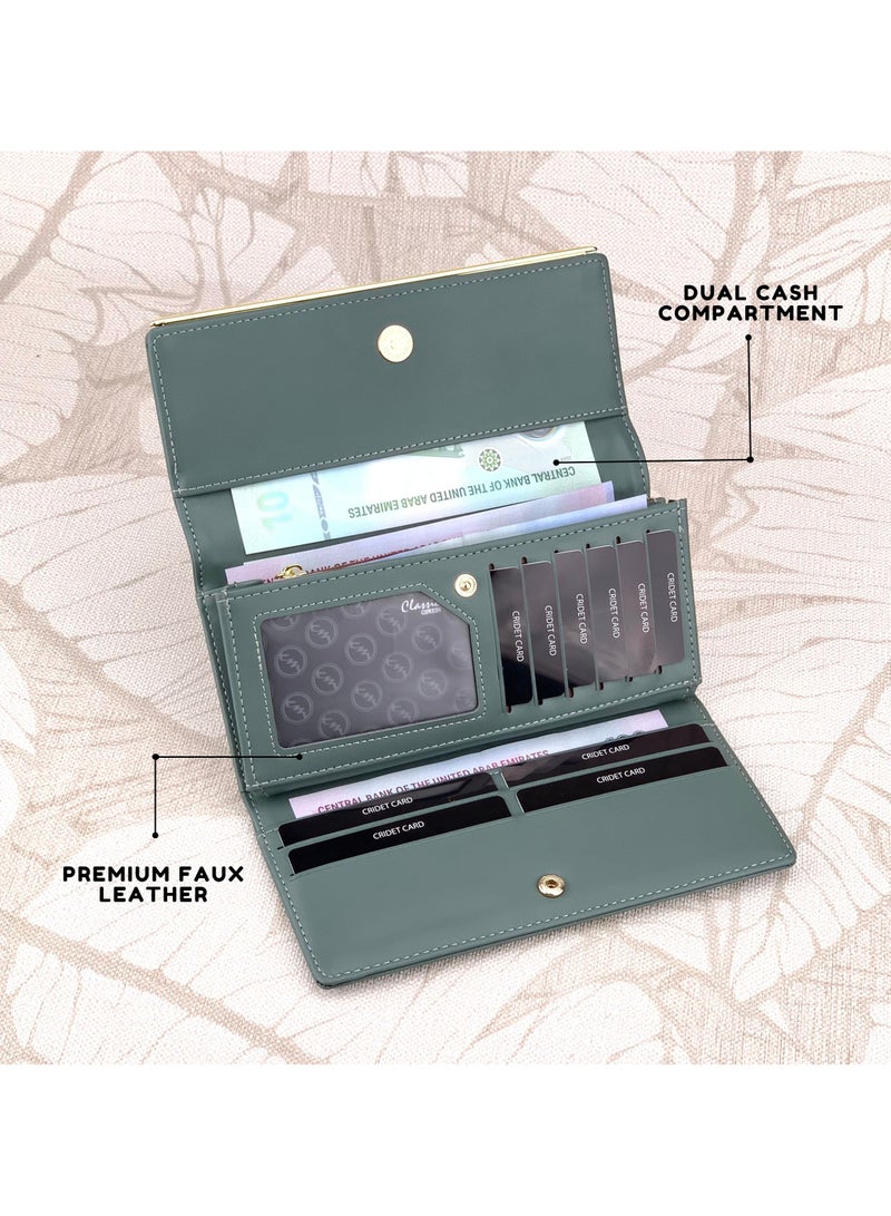 كلاسيك ميلانو - محفظة نسائية أنيقة من الجلد الصناعي مع حافظة بطاقات | محفظة عملات معدنية للنساء | محفظة نسائية نحيفة للاستخدام اليومي والسفر والهدايا - Image 3